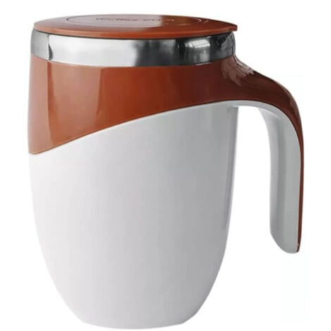 Selbstumrührender Becher – Magnetischer, selbstumrührender Kaffeebecher mit Deckel, Edelstahl 304, 380 ml, Braun, für Büro, Reisen und Zuhause (1/5)