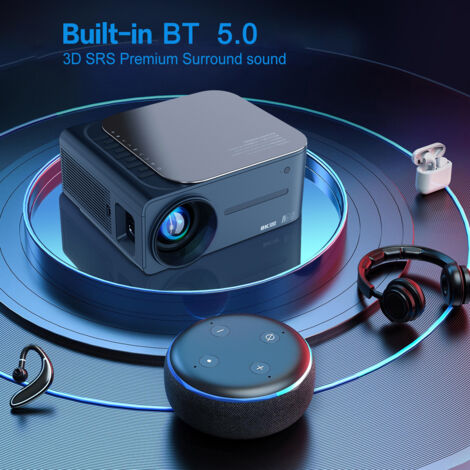 Proyector Android 9.0, proyector de cine en casa, vídeo 1080p, Wi-Fi de 2,4 GHz/5 GHz, Bluetooth 5.0, compatible con pantallas 8K de 200 pulgadas, sincronización inalámbrica, corrección trapezoidal, c (1/5)