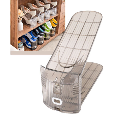 Doppellagiger, transparenter Schuh-Organizer Modularer Schuh-Organizer mit Schutzhüllen, aus grauem, transparentem Kunststoff, 10-teilig (1/5)