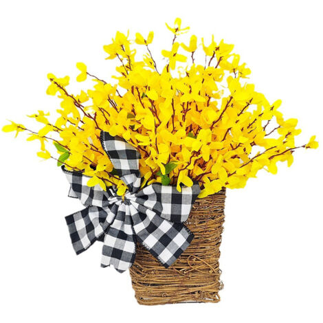 Cesta de flores artificiales – Cesta de flores decorativa colgante (43 cm x 35 cm) “Primavera Eterna” (1/5)