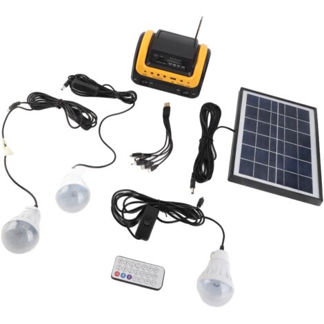 Generador solar + Generador portátil para camping + 5000 mAh + Panel solar + Carcasa compacta de ABS (108 x 168 x 125 mm) + Puerto multifuncional MP3/Radio/USB + 3 luces LED