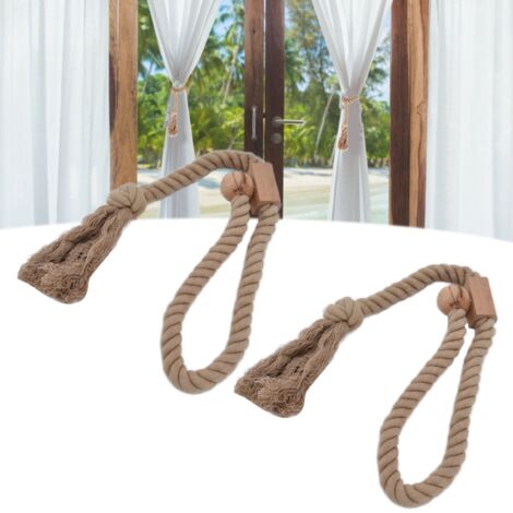 [Cordón magnético para cortinas] Cintas magnéticas para cortinas de algodón y madera de haya – 2 piezas (85,5 cm) – Color oscuro