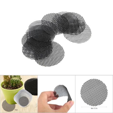 Filtro hermético para macetas [10 unidades] Malla de plástico para drenaje y protección de raíces (8 cm de diámetro, impermeable, duradera)