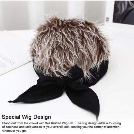 Perückenhaube: Künstliches Perücken-Stirnband mit kurzer Perücke. Grau/Kaffee/Schwarz. Herren-/Damenmodell. Polyester/Baumwolle. Verstellbar von 50 bis 58 cm. Lustiges und kreatives Geschenk: 1 Haube (1/5)