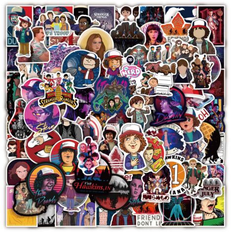 Etiquetas de PVC personalizables Colección Stranger Things 50–200 unidades Pegatinas autoadhesivas impermeables, 5–7 cm, multicolor (1/5)