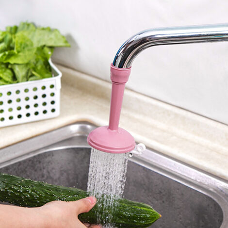 Küchenspülen-Befüllarmatur mit Sprühfunktion aus ABS und PVC – Sprühpumpe mit 2 Durchflussmodi und 360°-Drehung (Pink, kurz)