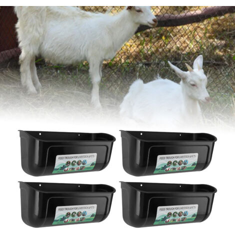 Contenedores de alimento y agua para aves de corral y animales pequeños – 4 contenedores grandes con correas – plástico PP, 900 g, negro – ManoMano