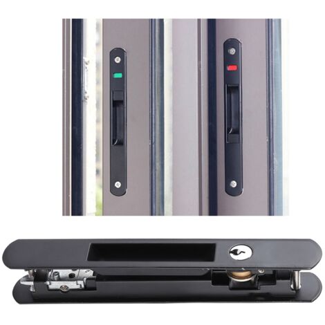Cerradura para puerta corredera – Cerradura de gancho de doble cara para ventanas correderas – 1 juego con 2 llaves – Herrajes de aleación de zinc y carcasa de acero inoxidable