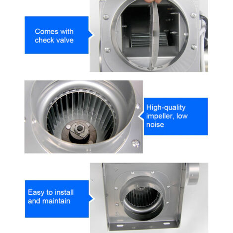 Ventilador de baño metálico de 4 pulgadas, 250 m³/h – Silencioso, discreto, 110 Pa, IPX2, 220 V, 52 W – DPT10-11C (1/5)