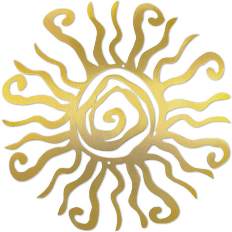 Sol colgante de metal como decoración de pared, hecho de hierro de colores con patrón 3D, 30 cm, incluido en la entrega. (1/5)