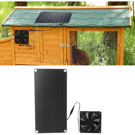 Kit de mini ventilador solar de 20 W para invernadero, gallinero, establo, ventanas: panel de silicio monocristalino, ventilador de 3 W con 43,4 CFM.