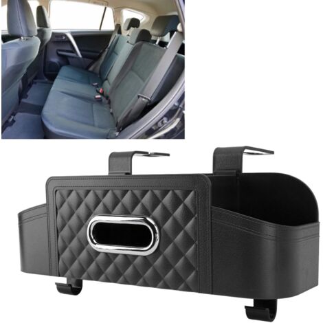 [Autositz-Organizer] Universelles, multifunktionales Modell mit großem Stauraum, schwarze Stoffbox für den täglichen Gebrauch, 4 Befestigungsstangen aus Kunststoff (1/5)