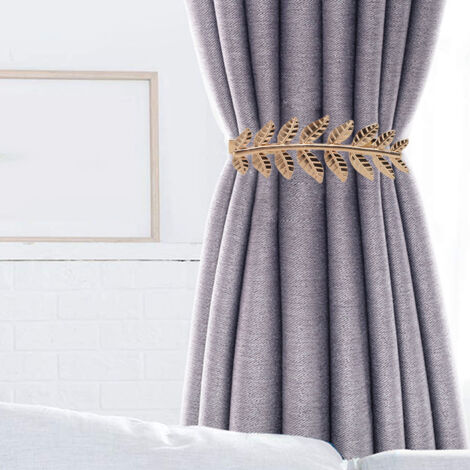 Sujetadores de cortinas: 4 piezas fabricadas en aluminio color oro con diseño de muelle, accesorios decorativos modernos para salón/dormitorio/oficina. (1/5)