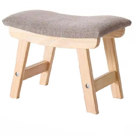 Hocker mit Holzbeinen und Schaumstoffpolsterung, 38,5 x 29 x 24,5 cm – Stabile Konstruktion, Belastbarkeit 150 kg – Geeignet für Wohnzimmer, Küche und Badezimmer – Farbe: Khaki