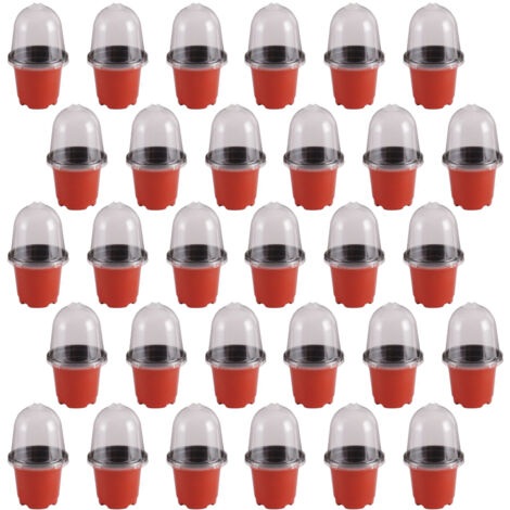[Juego de macetas] Juego de 30 macetas bicolor [infrarrojas, interior negro] con tapas transparentes y macetas de 3,8 litros para plántulas