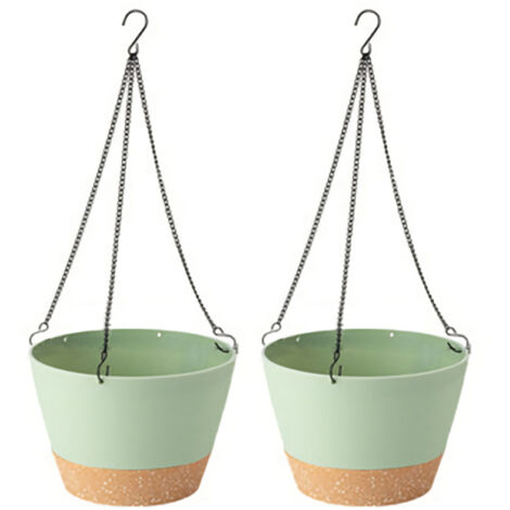 Maceta colgante autoportante – diseño minimalista – con depósito de agua visible – 3 cadenas de acero inoxidable – altura 16 cm – 2 unidades (verde/blanco/negro) (1/5)