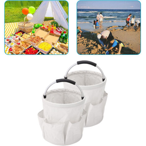 Große, faltbare Gartenaufbewahrungstasche – 2 Stück, weißes Oxford-Gewebe – 28 x 28 cm – Multifunktionale Campingwerkzeugtasche (1/5)