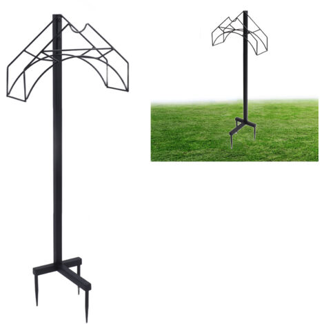 Soporte para manguera de jardín independiente y desmontable con anclajes al suelo – juego de hierro de 9 piezas para jardín, patio y suelo. (1/5)
