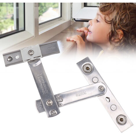 Bisagras de fricción integradas de acero inoxidable para ventanas oscilobatientes con sistema de seguridad y limitador de ventilación para reemplazo y actualización (paquete)