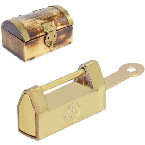 Candado miniatura vintage Motivo decorativo de bendición Cobre puro 3,1 x 1,7 cm Color dorado Candado para caja/cofre/escritorio 1 candado + 1 llave (1/5)