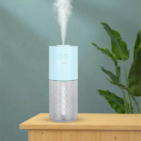 Mini humidificador portátil de 200 ml, ultrasilencioso, para oficina, coche y hogar, color azul claro, modelo PHT-200B. (1/5)