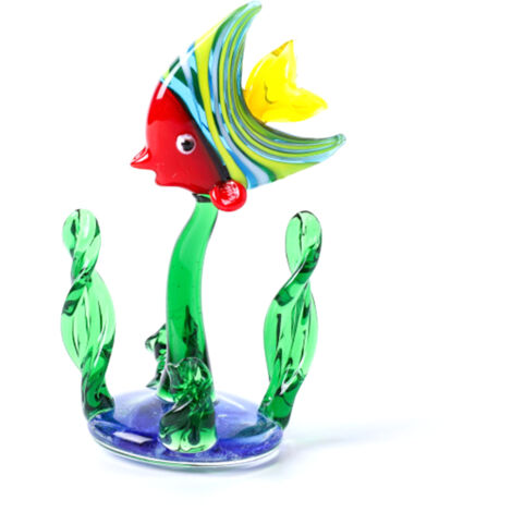 Figura decorativa de pez de cristal de colores para acuarios y jardines en miniatura con plantas acuáticas – 7,4 x 3,4 cm – 35 g (1/5)