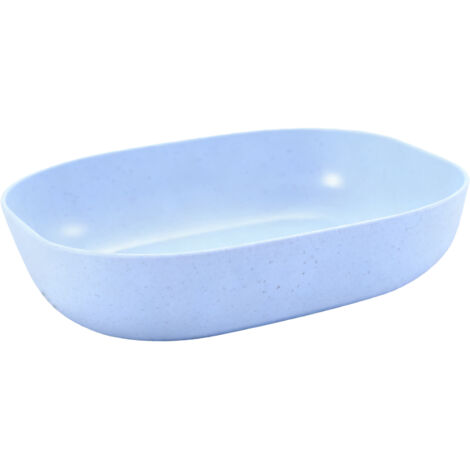 [Mano EcoWheat] Tiefblauer quadratischer Essteller - Multifunktionales Tablett für Soßen, Obst, Suppen (Weizenstroh + PP-Material, leicht, großes Fassungsvermögen) (1/5)