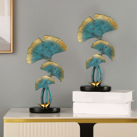 "Decoración de mesa moderna de resina" + "Hojas azules antideslizantes" + "Accesorio para el hogar" + "30 cm para salón/oficina"