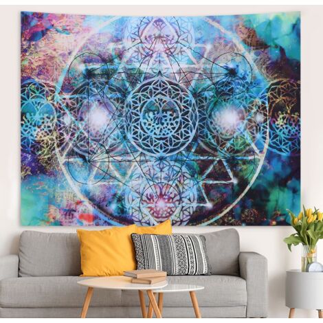 Wandteppich aus Polyester mit abstraktem geometrischem Muster, Wohnaccessoires, 200 x 150 cm (1/5)