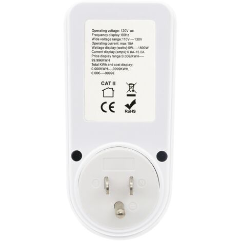 Medidor de consumo de energía, comprobador de vatios de energía, monitor de análisis de consumo, CA 110V130V (1/5)