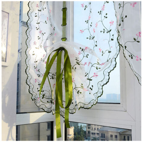 Klassischer, floral bestickter römischer Voile-Vorhang für Fenster, 1,5 m hoch, Polyester (1/5)