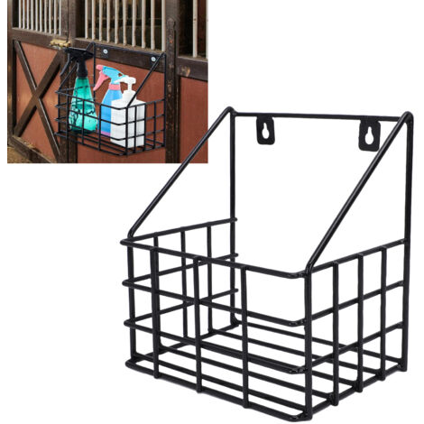 Wandmontierter Organizer-Korb für Reitzubehör [Groß] Hängekorb aus schwarzem, rostfreiem Metall, Größe 23,5 cm, für Putzutensilien (1/5)