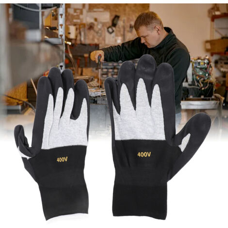 Guantes de electricista de 400 V fabricados en caucho aislante antideslizante – par – tamaño 8 x 24 cm – para instalación y mantenimiento (1/5)