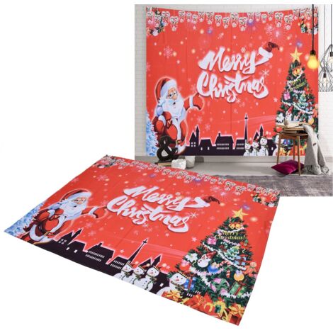 Tapiz de fibra de poliéster con motivo de Papá Noel para decoración navideña – tamaño 200 x 150 cm (78,7 x 59,1 pulgadas) para sala de estar, dormitorio, residencia estudiantil, fiesta (1/5)