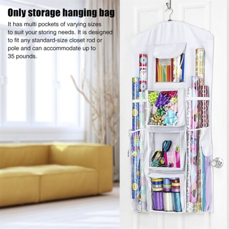 Tür-Organizer zur Wandmontage – Aufbewahrungstasche mit transparenten PVC-Taschen – Weiße 600D Oxford-Wandtasche, 41 x 95 cm, 1 Stück (1/5)