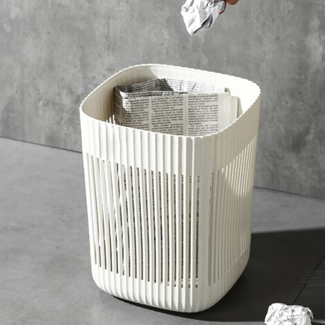 Kunststoff-Mülleimer – Design-Mülleimer mit Perforation, großer Behälter, breite Öffnung, 29,5 x 22,5 cm, weiß, für Schlafzimmer, Büro, Badezimmer (1/5)