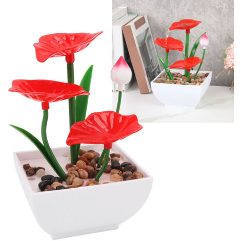 Fuente decorativa de mesa DIY con triple cascada e iluminación LED, decoración de mesa para sala de estar/oficina, enchufe británico 220-240V, juego de decoración con piedras y accesorios (plástico, 2