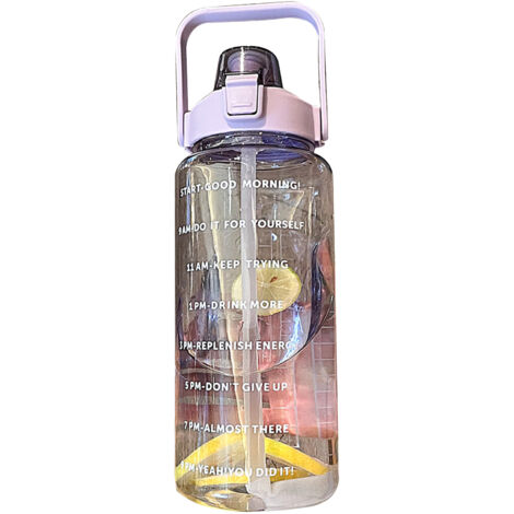 【Sport-Trinkflasche】BoireHealthy Active 2000ml personalisierbare Sport-Trinkflasche mit Zeitmarkierungen, PP und PC, 10,5 x 30 cm, 246 g, Sport-Trinkflasche mit Strohhalm (1/5)