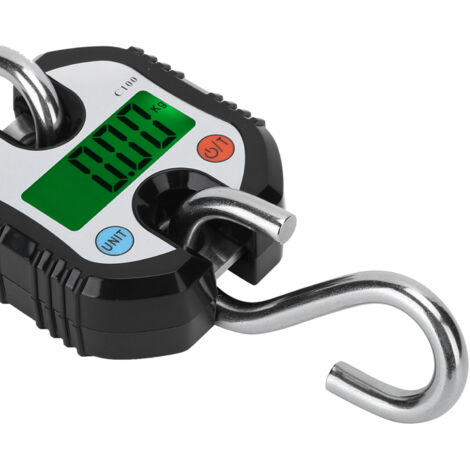 [Hebewaage] [Elektronisch] [LCD] Digitale Hängewaage 150 kg mit Haken – Schwarz, ABS & Edelstahl – Genauigkeit 50 g/100 g – 230 mm Tragkraft (1/5)