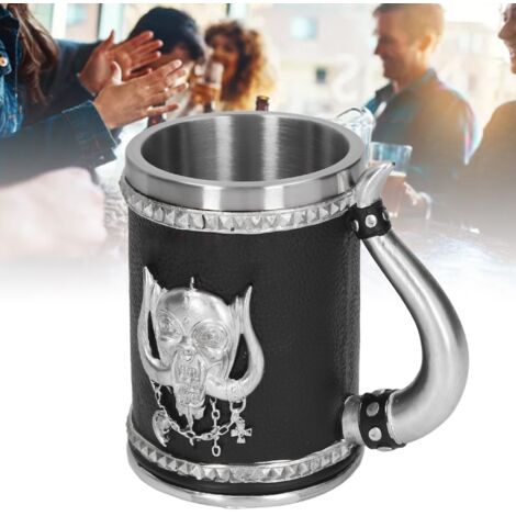 Vaso de cerveza pirata grande: jarra de resina con revestimiento interior de acero inoxidable 304 y acabado bronce vintage adorno hecho a mano.