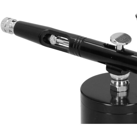 Aerógrafo neumático recargable G11 - Juego completo con bomba integrada, aerógrafo, 3 botellas (5/20/40 ml) y accesorios, aluminio negro, portátil, para miniaturas (1/5)