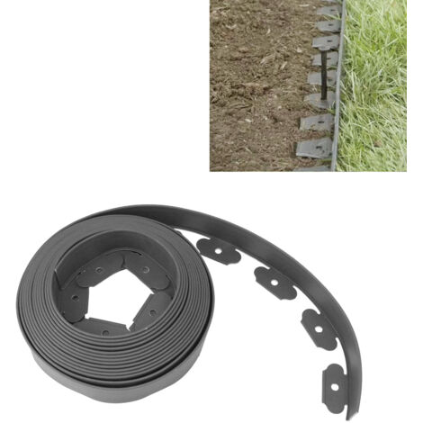 Bordillo de jardín de PE en forma de L, montaje rápido, no requiere excavación, flexible, gris, 5 x 5 x 1000 cm (2 x 2 x 393,7 pulgadas) (1/5)