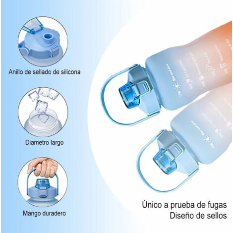 Große 2,2-Liter-Sport-Trinkflasche mit auslaufsicheren Markierungen, tragbare PP-Trinkflasche für Outdoor-Aktivitäten und Zuhause, blau und orange