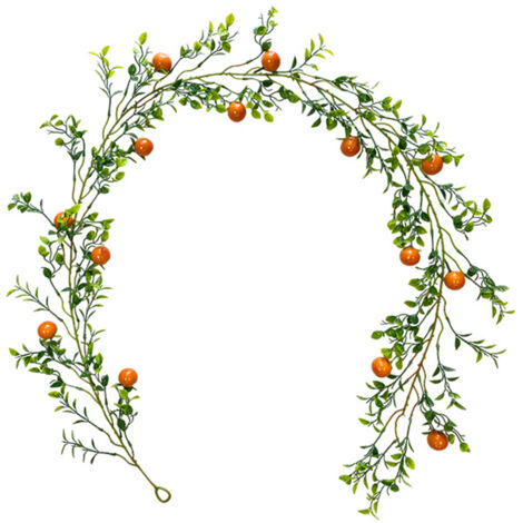 Enredadera artificial decorativa ManoMan A09173 (1,9 m) – Granada, naranja, manzana, musgo, frutas, agua y plantas verdes para la pared. (1/5)