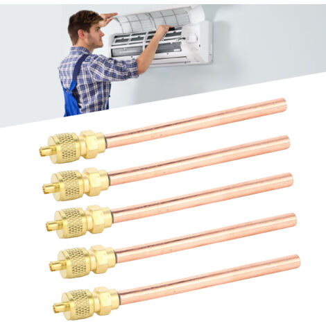 Válvula de control de aire acondicionado, acceso de servicio para sistemas de calefacción, ventilación y aire acondicionado, 7/16" 20 UNF cobre latón para R22 R12, reparación de refrigeradores domésti (1/5)