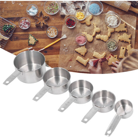 Cucharas medidoras [5 piezas] Sin marca, diseño estándar con escala de acero inoxidable y diseño apilable para la cocina. (1/5)