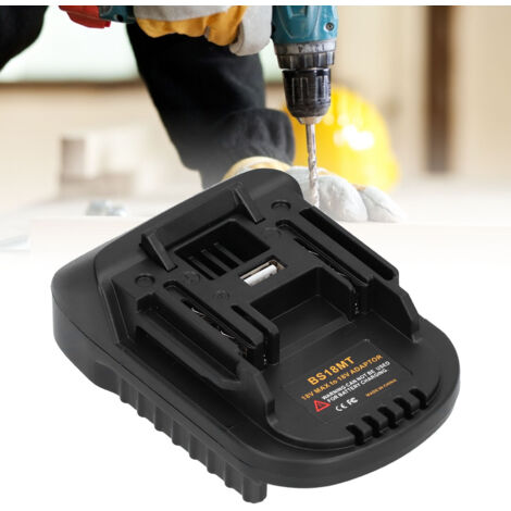 Adaptador BS18MT para baterías de 18 V BL1830/1840/1850/1860, ABS+PC negro, 11 x 7 x 3 cm