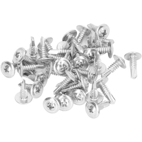 Selbstbohrende Hohlschrauben aus Weißkohlenstoff und Zink, 250 Stück, M4,8x16mm, für Metall und Streifen mit Unterlegscheibe am Kopf. (1/5)