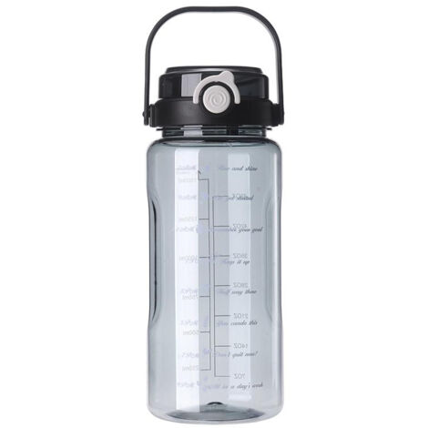 Große 2000-ml-Sport-Trinkflasche mit zwei Öffnungen (Loch und Silikon-Ausgießer), Messskala, Schlüsselanhänger, BPA-frei, mehrfarbig (1 Stück) (1/5)