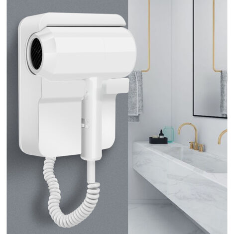 Secador de pelo mural para hoteles y baños – 1300 W, dos ajustes de temperatura, ABS, fácil instalación